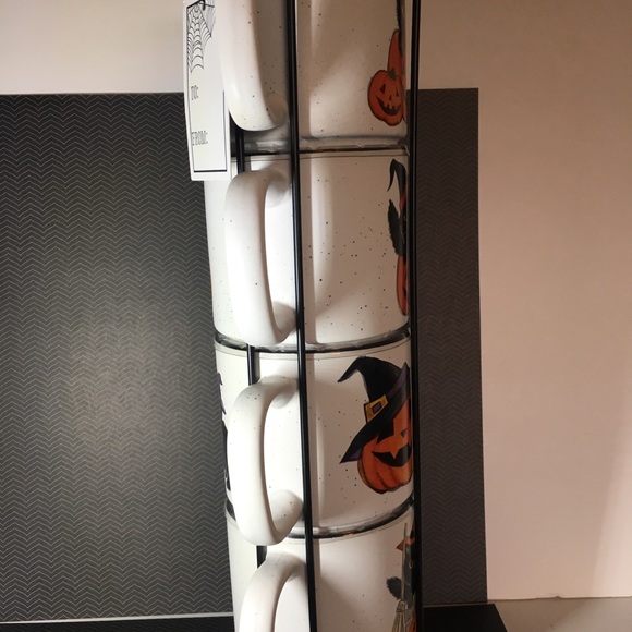 4 Halloween Stackable Black Cat JOL Pumpkin Mugs Vintage Images Kitty - Picture 8 of 9